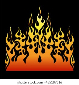 Flame fire design, pattern fire tribal, vector icon isolated on black background – icon fire illustration, sample car hood racing stickers 