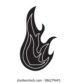 flame fire flat black icon