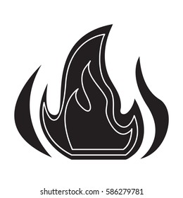 flame fire flat black icon