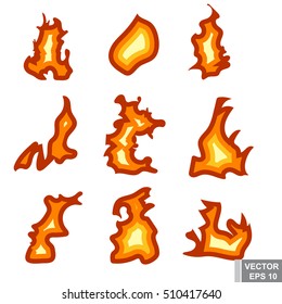 Flame. fire flat style. Smoke. Bonfire. For your design.