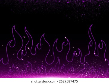Flame fire Graffiti Background in neon style. Vector flame graphic with spray paint splatters