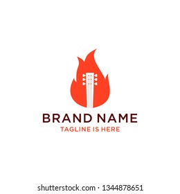 Flame Fire Guitar Music Logo Design