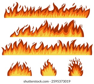 Flame fire hot burn variety flare element design background 