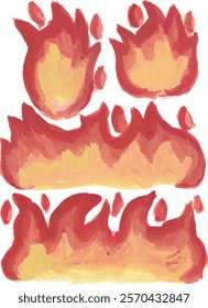 flame fire hot burning hand drawn watercolour illustration
