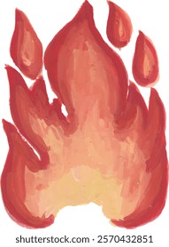 flame fire hot burning hand drawn watercolour illustration
