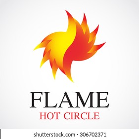 Flame fire hot circle ball abstract vector logo design template business office burn icon corporate and company identity symbol concept