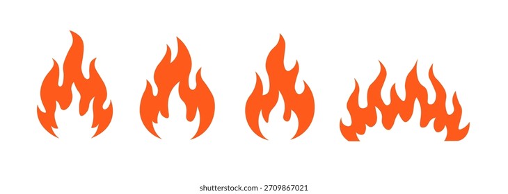 Logotipo del icono del Vector caliente del fuego de la llama. Ilustración de símbolo de llama simple fondo quemar forma bola de fuego
