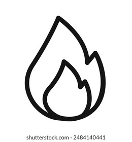 Flame fire icon black and white vector sign