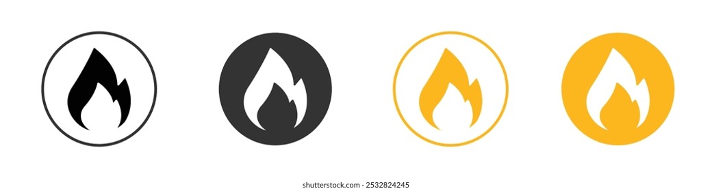 Flammenfeuer-Symbol schwarz-weißes Vektorumrisszeichen