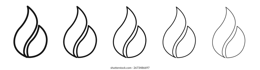 Signo de Vector blanco y negro del icono del fuego de la llama