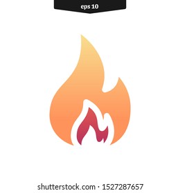 Flame and fire icon in flat design with gradient vector illustration logo template. eps 10