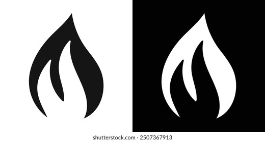 Flame fire icon flat line symbol set.