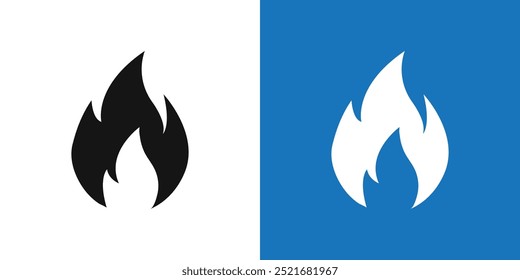 Flame fire icon Flat vector set outline