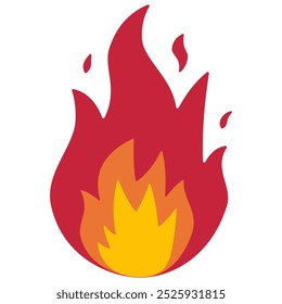 Flame. Fire icon isolated on white background. Vector illustration
