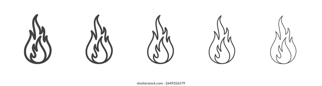 Flame fire icon Line graphics illustration symbol