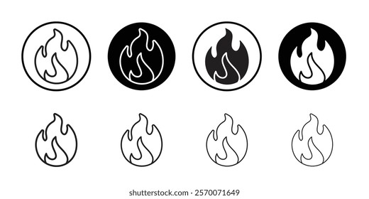 Flame fire icon Outline vector for web ui