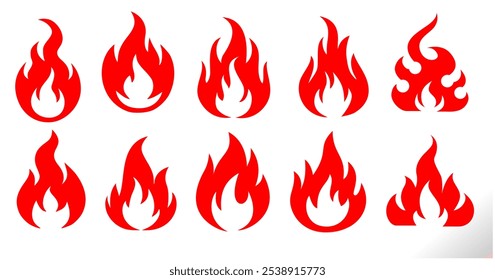 flame or fire icon set for gas, flammable, hot, heat, fireplace, firefighter etc concept. 