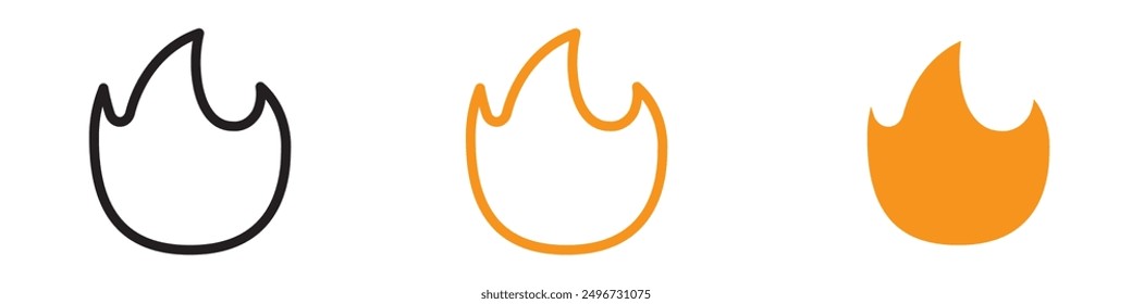 Flame Fire Icon Set Heat and Burning Illustrations for Safety and Emergency Projects