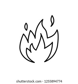 Flame fire icon. Thin line Vector illustration.
