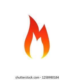 Flame fire icon with white center. Colorful Vector illustration.