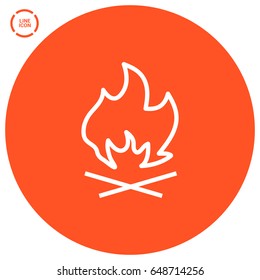 flame fire line vector icon