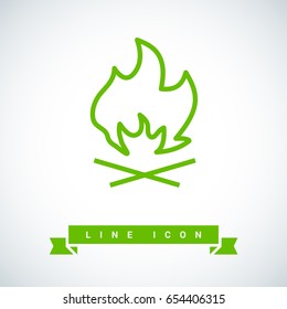 flame fire line vector icon
