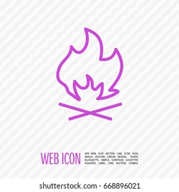 flame fire line vector icon