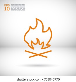 flame fire line vector icon