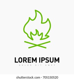 flame fire line vector icon