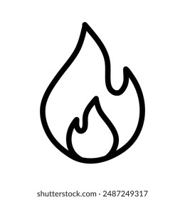 Flame fire linear logo mark in black and white