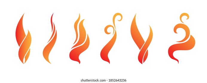 flame, fire. logo, collection of red and yellow icons on a white background. vector illustration.