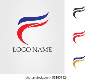 Flame and fire logo f letter vector template