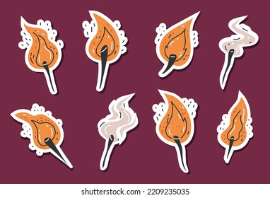 Insignia del logotipo del fuego de la llama pegatinas del diseño aislado ilustración del elemento de diseño