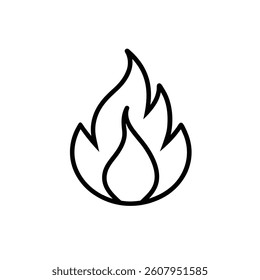 Flame fire outline Icon. Camp Fire Line Icon. vector illustration