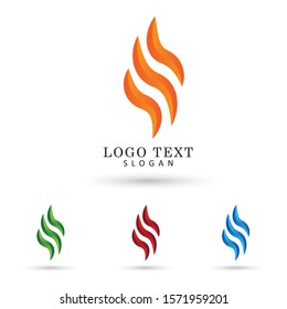 Flame, Fire & Power Logo. Icon & Symbol Vector Template.