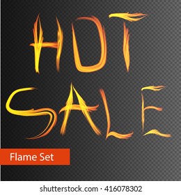flame Fire realistic background transparent background. Hot sale. Vector illustration