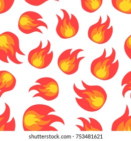 Flame Fire Seamless Pattern Background Icon. Business Flat Vector Illustration. Flame Sign Symbol Pattern.