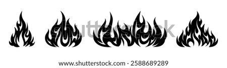 Flame fire silhouette illustration set clipart