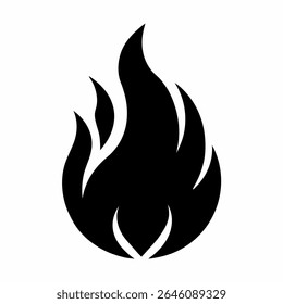 Flame or fire silhouette vector on white background.