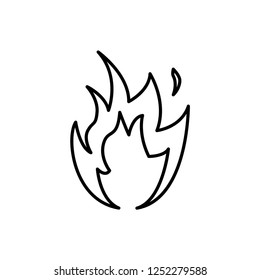 Flame fire sing. Thin line Vector illustration.