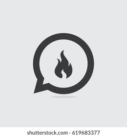 Flame or Fire Speech Bubble Icon