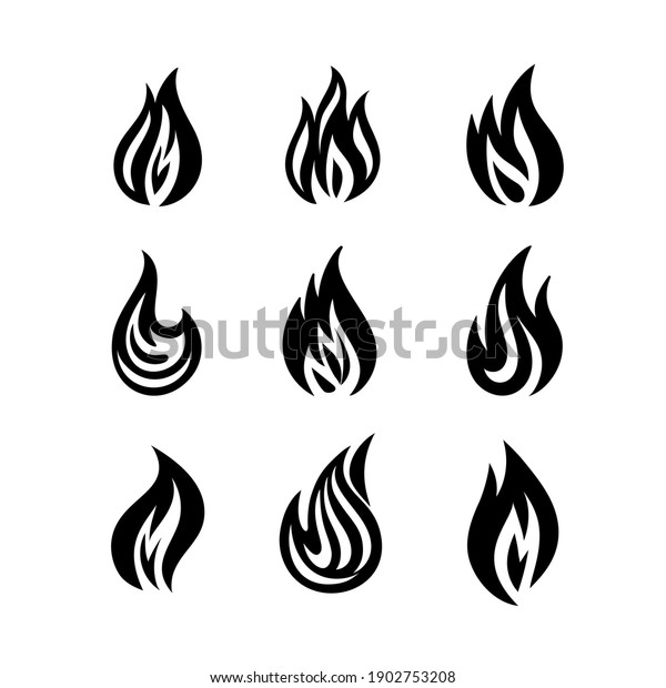 Flame Fire Symbols Icons Stock Vector (Royalty Free) 1902753208 ...