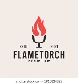 flame fire torch logo design vector