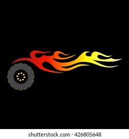  Flame Fire Vector, Wheel Car Flames Vector Icon Isolated On Black Background – Icon Fire Illustration