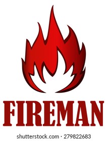Flame Fireman Sign, Vector Illustration isolated on White Background. 