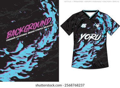 flame flare dragon teal pink sublimation jersey design pattern decal livery vector abstract grunge stripes	
