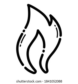 Flammenflat-Symbol einzeln auf weißem Hintergrund