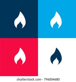 Flame four color material and minimal icon logo set in red and blue