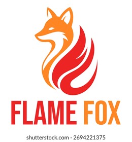 design de logotipo minimalista plano flame fox
