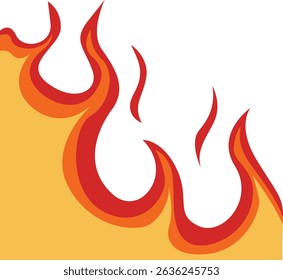 Flame Frame Border with Cartoon Design Style. Vector Illustration on White Background